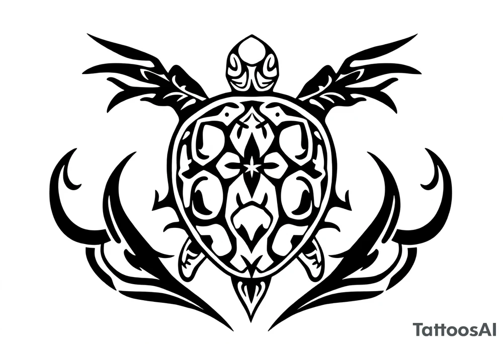 Turtle with a trident tattoo idea