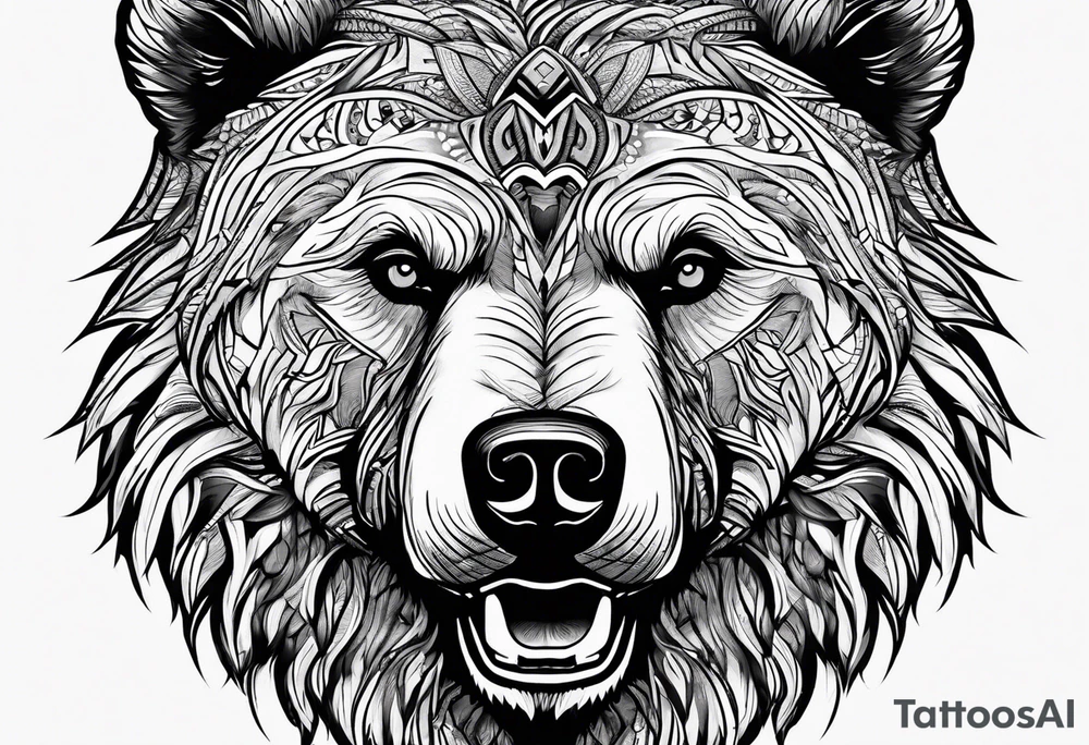 Grizzly Bear with a look of strength in their eyes tattoo idea