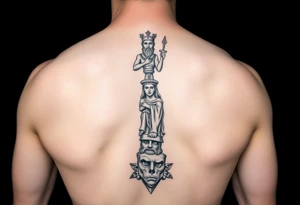 Greek gods stacked up vertically on the calf tattoo idea