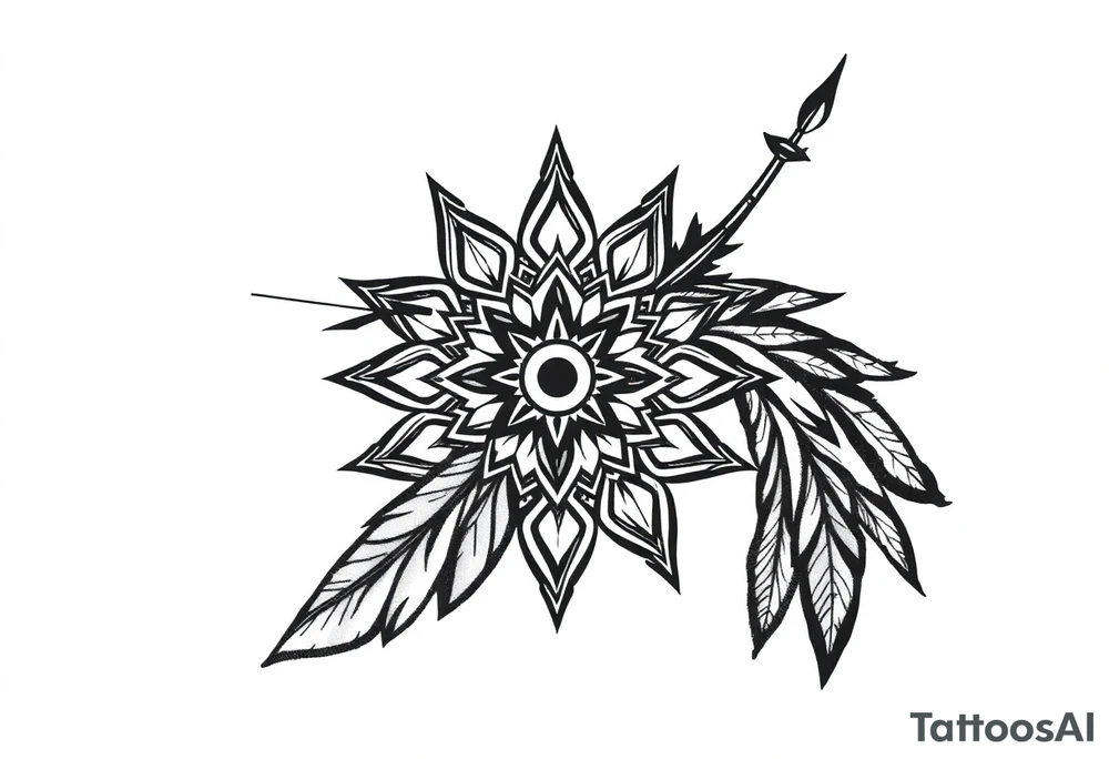 spiritual feather indian mandala shaman tattoo idea