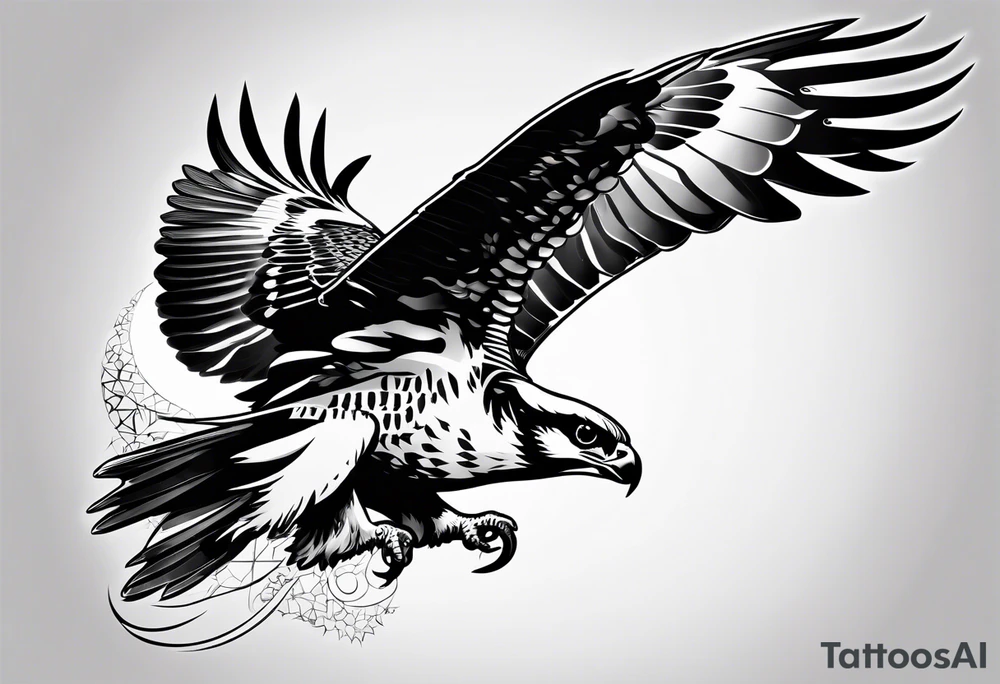 Osprey with fish in talons tattoo idea