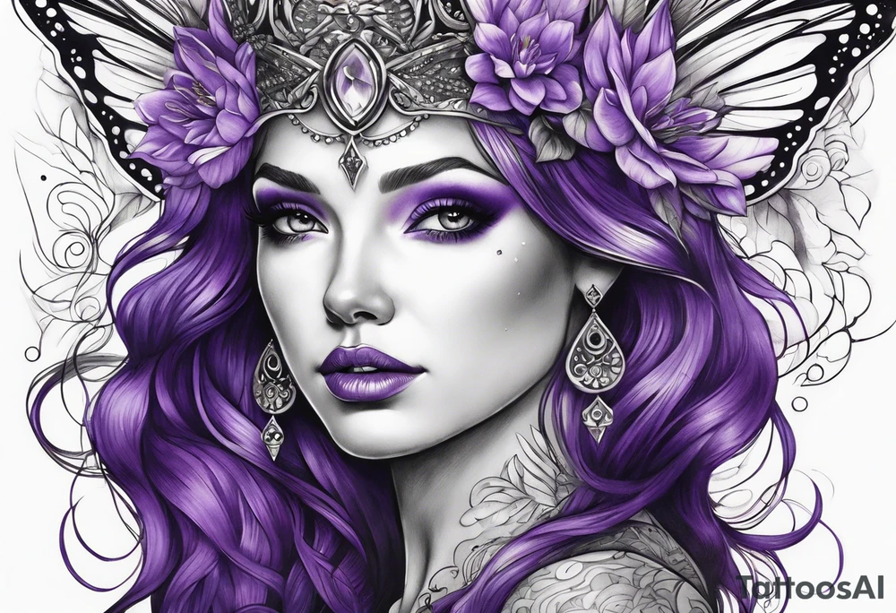 fairy queen in purple tattoo idea