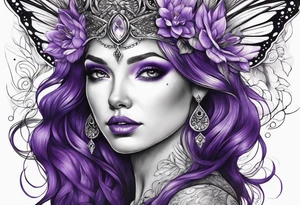 fairy queen in purple tattoo idea