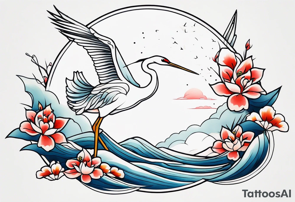 Japanese crane tattoo idea