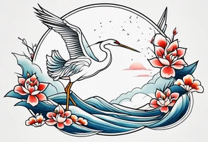 Japanese crane tattoo idea