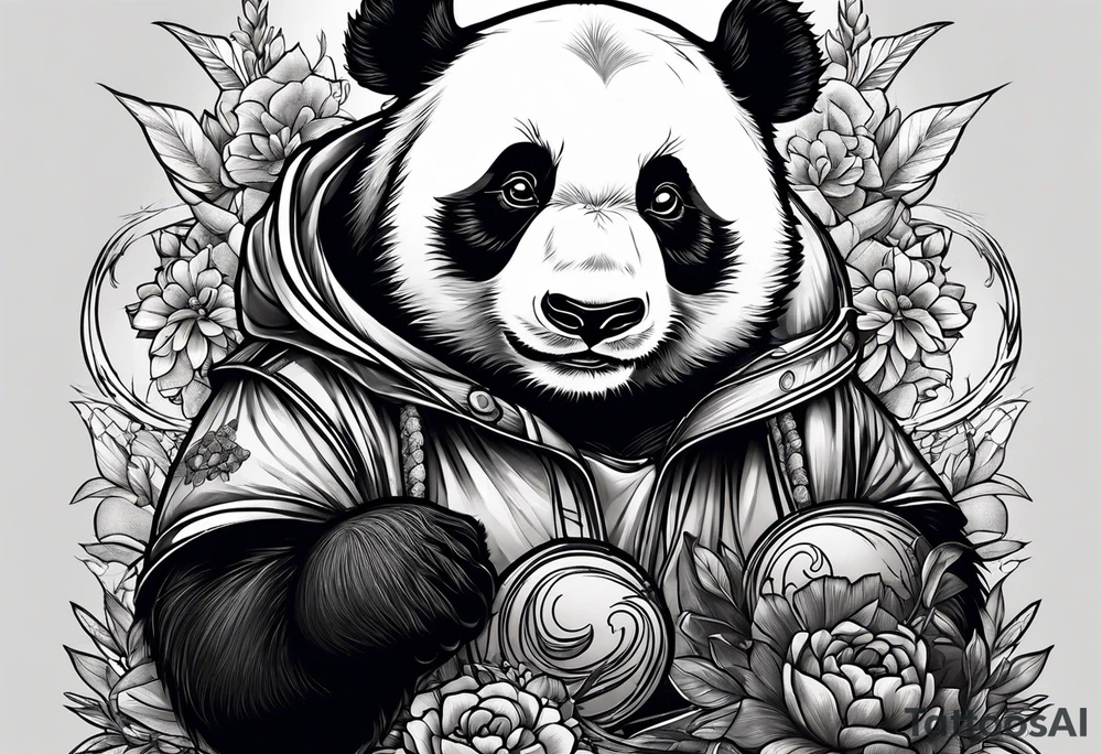 panda riding a panda tattoo idea