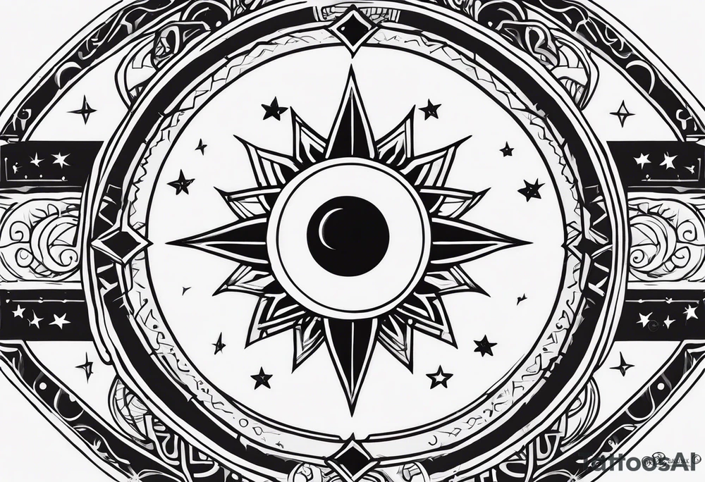 1 small sun, 1 small moon, 1 small star
And the words
My Blood
Your Blodd
Our Blood tattoo idea