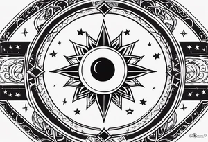 1 small sun, 1 small moon, 1 small star
And the words
My Blood
Your Blodd
Our Blood tattoo idea