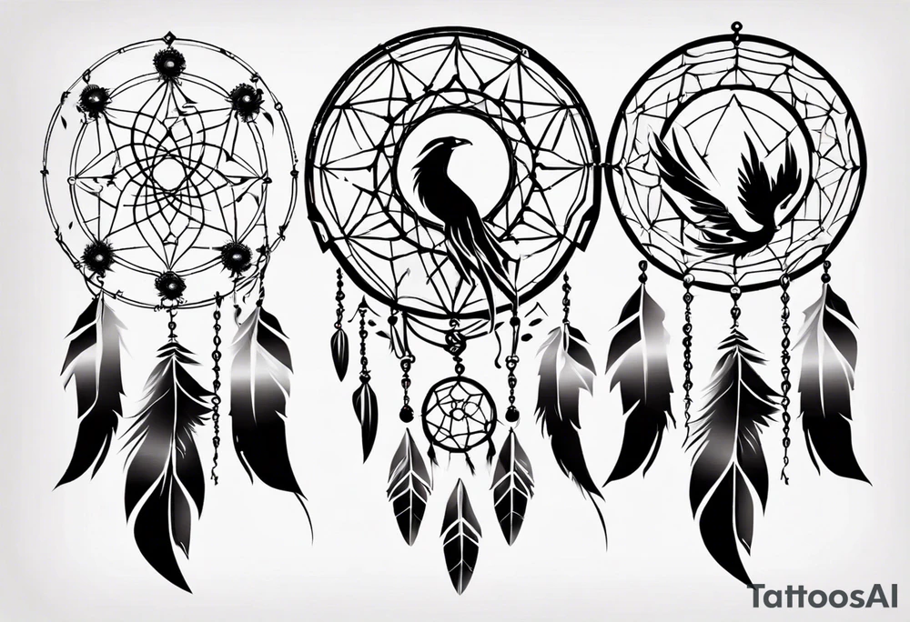 Phoenix dream catcher tattoo idea