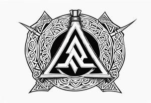 Valhalla sword shield axe Valknut tattoo idea
