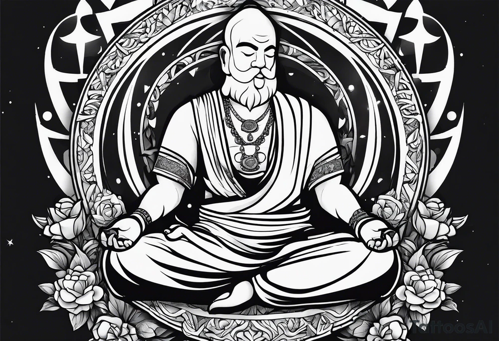 A meditating rap star tattoo idea