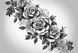 draw image of sleeve tattoo that has 65 small roses on a vine, they can be different sizes, tattoo idea