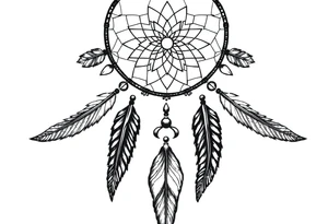 dreamcatcher, with feathers, authentic tattoo idea