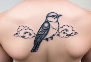 Kentucky bluebird with clouds tattoo idea