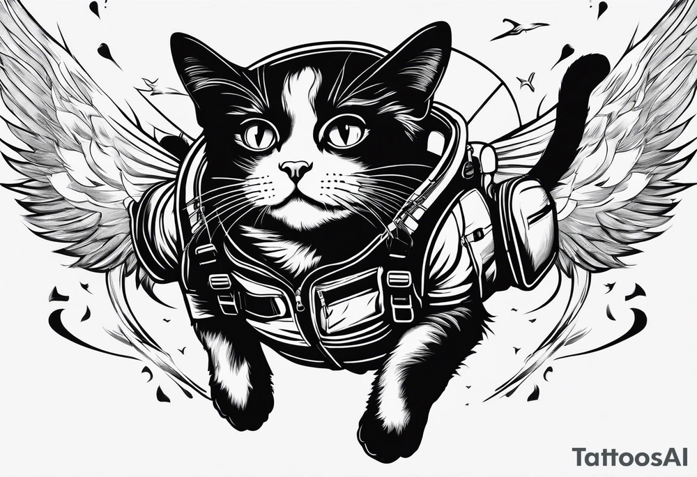 cat going skydiving with no chute open tattoo idea cat going skydiving with no chute open tattoo idea