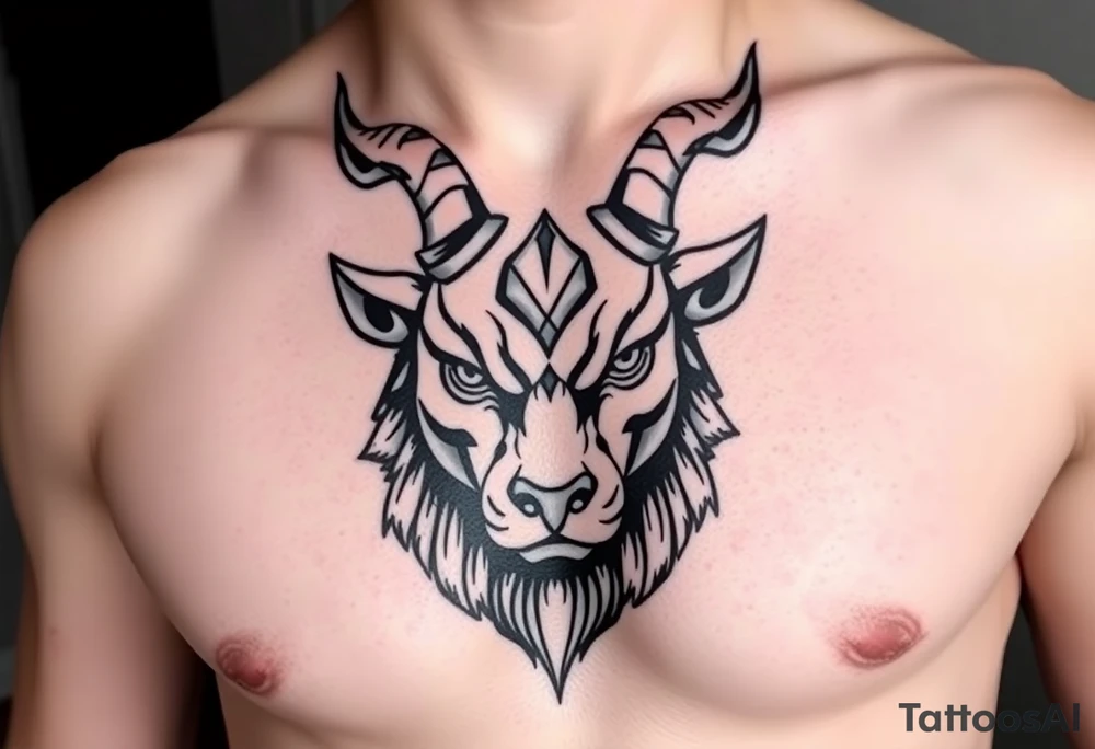 Capricorn head  10x15 cm 
Neutral face tattoo idea