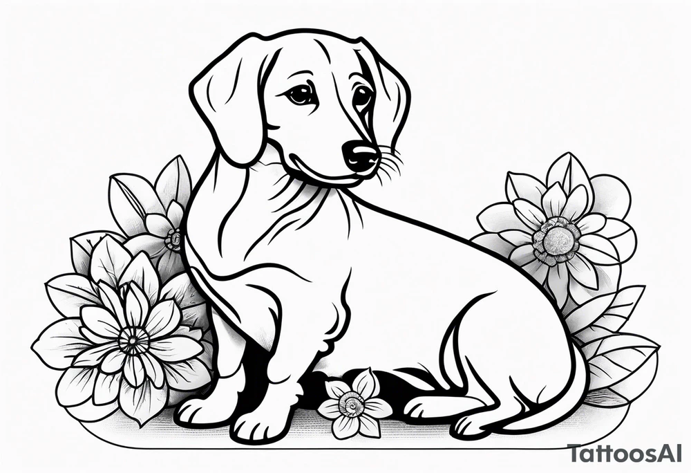 Grandmother memorial who loved weiner dogs and flowers tattoo idea