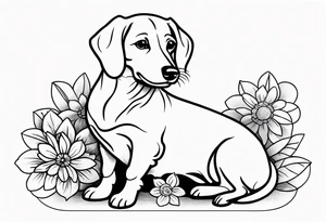 Grandmother memorial who loved weiner dogs and flowers tattoo idea