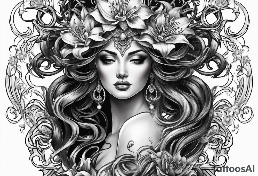 medusa book lily tattoo idea