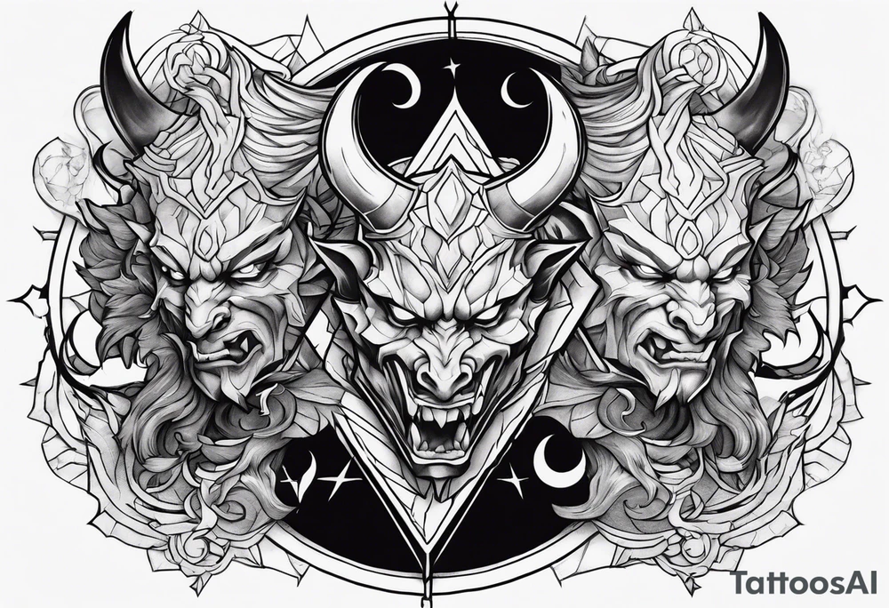 Devil and God at war tattoo idea