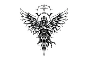 Powerful archangel, warrior, holy angel army tattoo idea