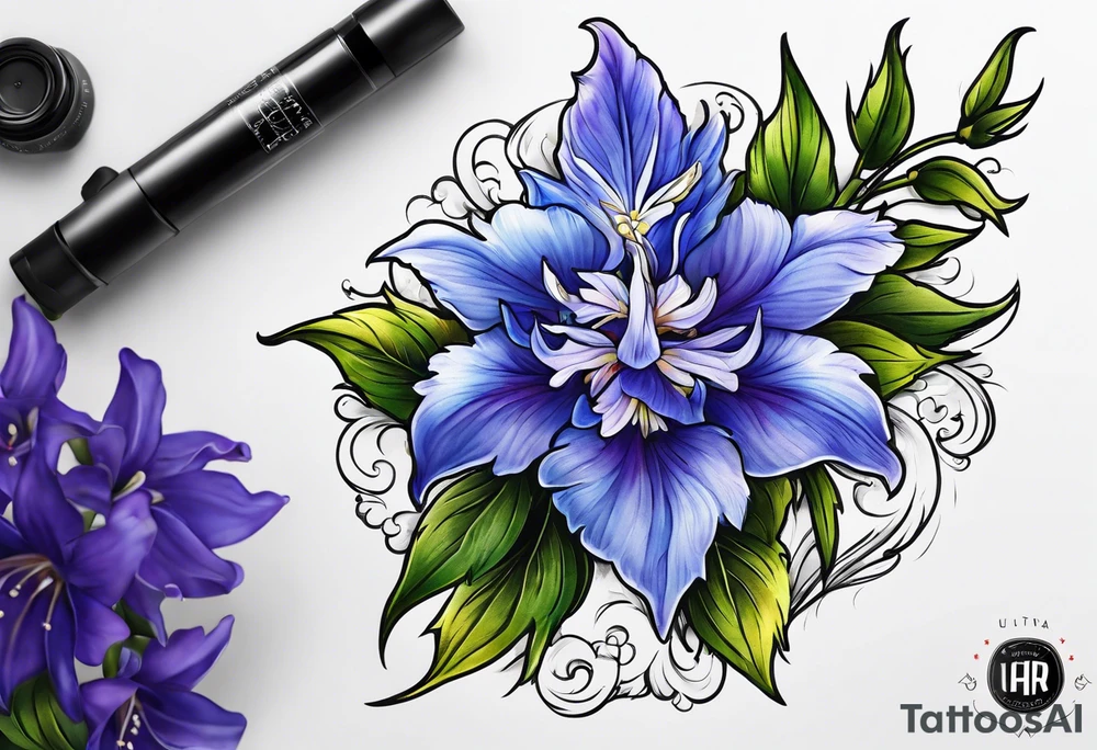 larkspur flower tattoo idea
