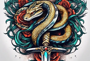 A sword with a snake swirling around it tattoo idea