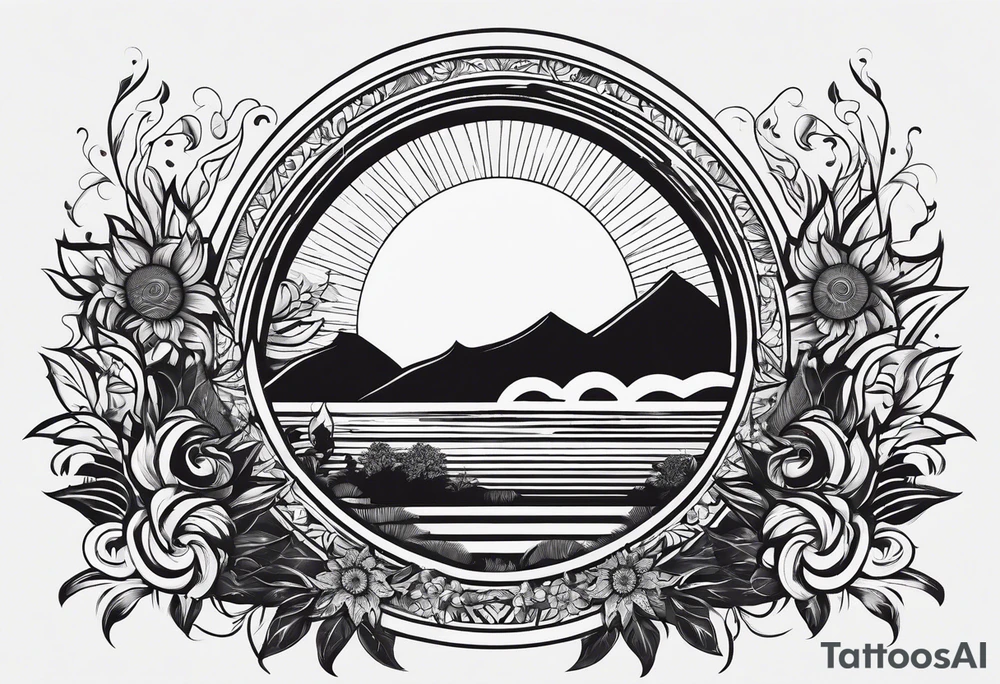 Negative space sun tattoo idea