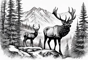 elk mountain forest tattoo idea
