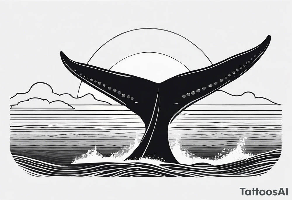 Dainty and delicate whale tail in sunset tattoo idea