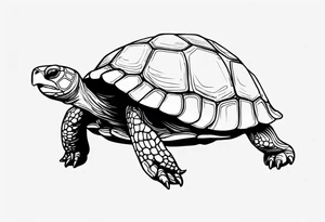 Small cute one line cartoonish tortoise reminding you to go slow tattoo idea