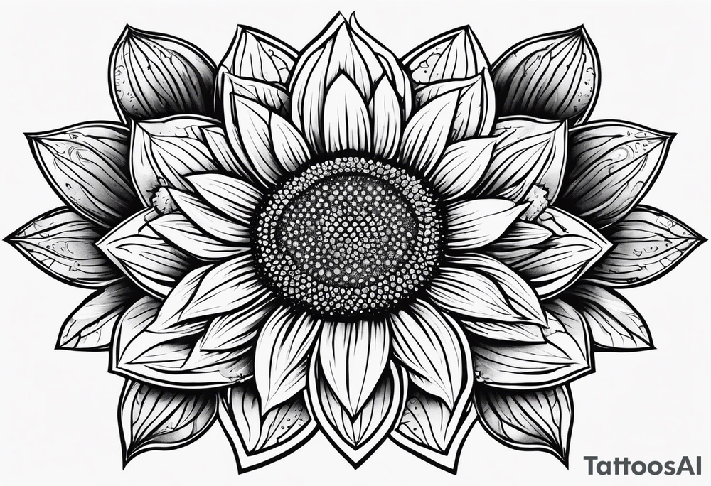 girasole con la scritta "per aspera ad astra" tattoo idea