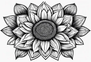 girasole con la scritta "per aspera ad astra" tattoo idea