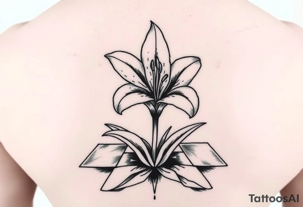lily coming up out of the tile floor tattoo idea