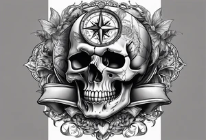 Skull, hourglass, compass tattoo idea