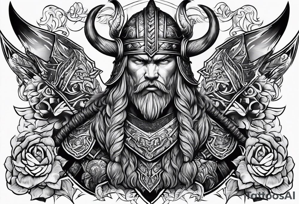 chinchilla viking warrior tattoo idea