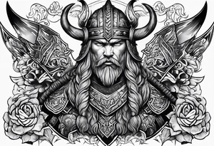 chinchilla viking warrior tattoo idea