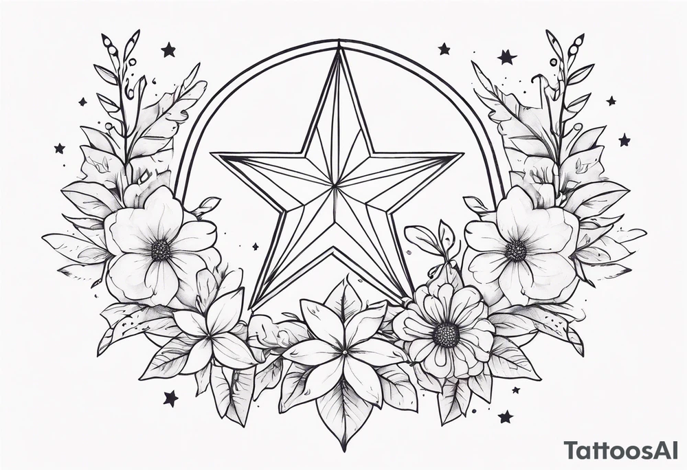 fine line with stars, floral, dots. Sternum tattoo tattoo idea