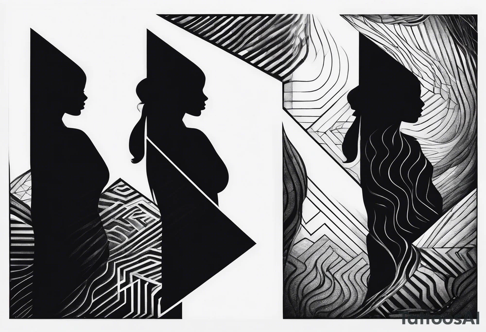 2 Black shadows of people standing over 2 black shadows of people tattoo idea