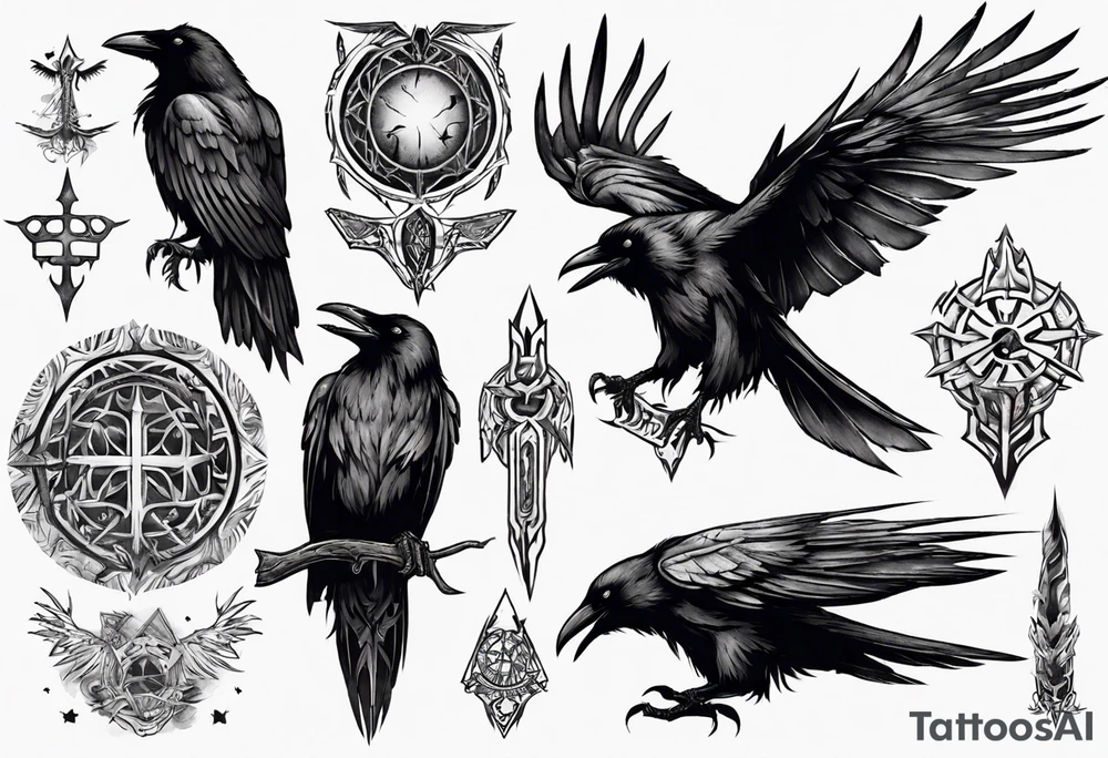 skyrim style raven tattoo idea