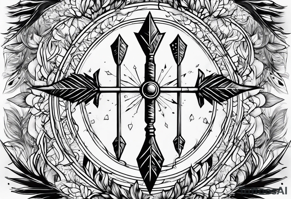 flaming arrows raining down from sky tattoo idea