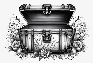 Toy box locked with colors bursting out through the cracks/sides tattoo idea