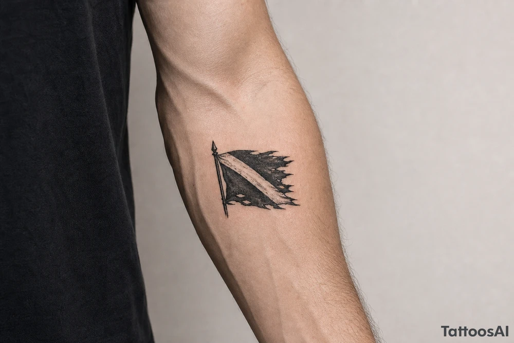 torn dive flag tattoo idea