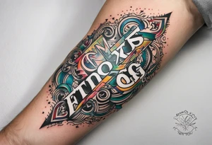 color forearm tattoo that says  GenX OG tattoo idea
