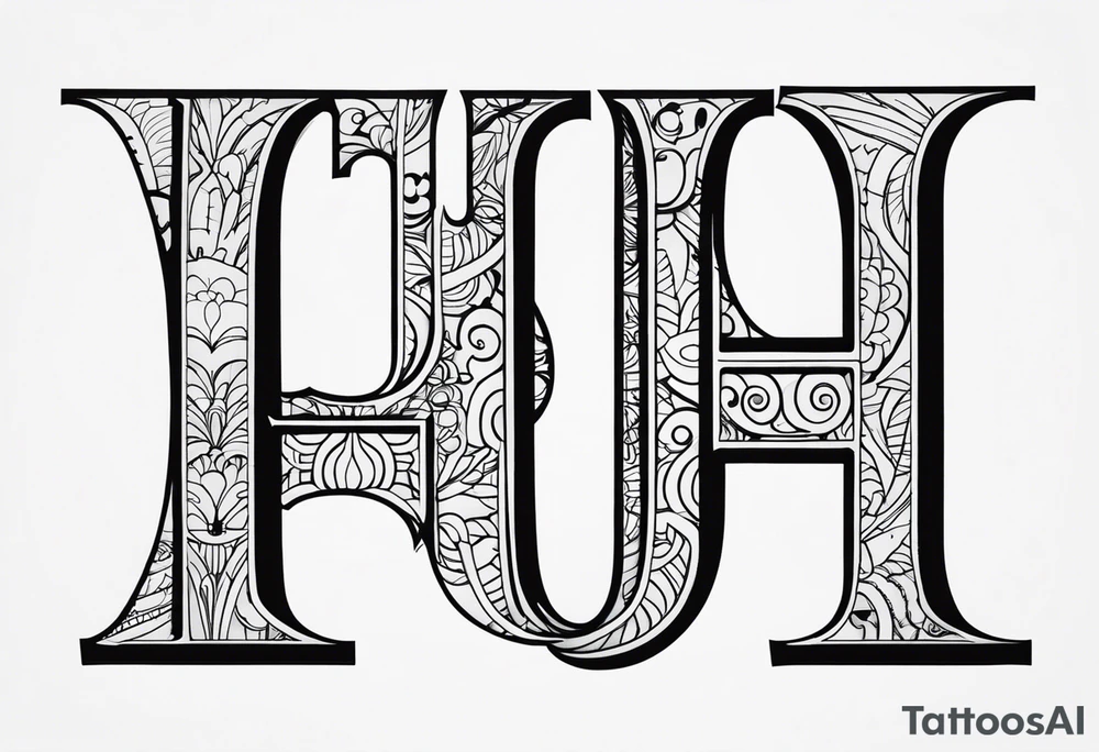 Lettering for acronym “HHH” which stands for happy helpful horny. Matching couple tattoos tattoo idea