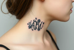 ATW initials inside a human teeth bite mark tattoo idea