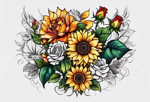 flower rose , sunflower, animal tattoo idea