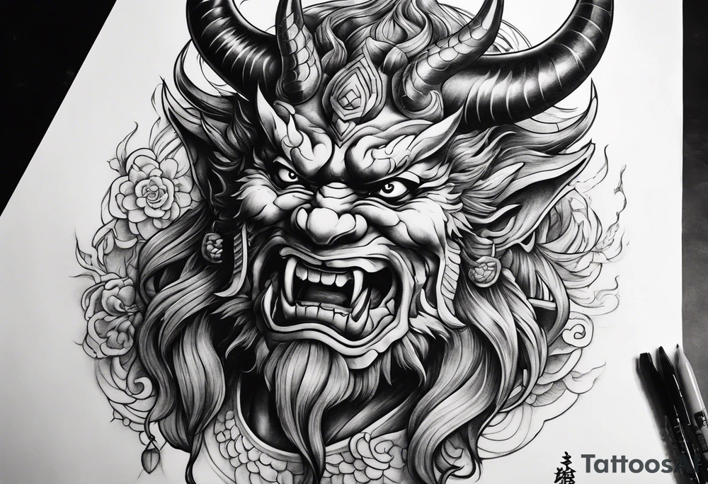 japanese demon tattoo idea