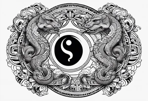aztec snake yin yang tattoo idea