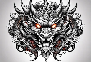 dragon mask fire tattoo idea
